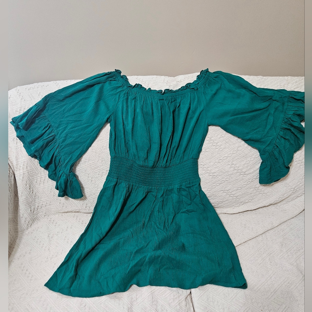 Green Bell Sleeved Dress Nwt Sz Large